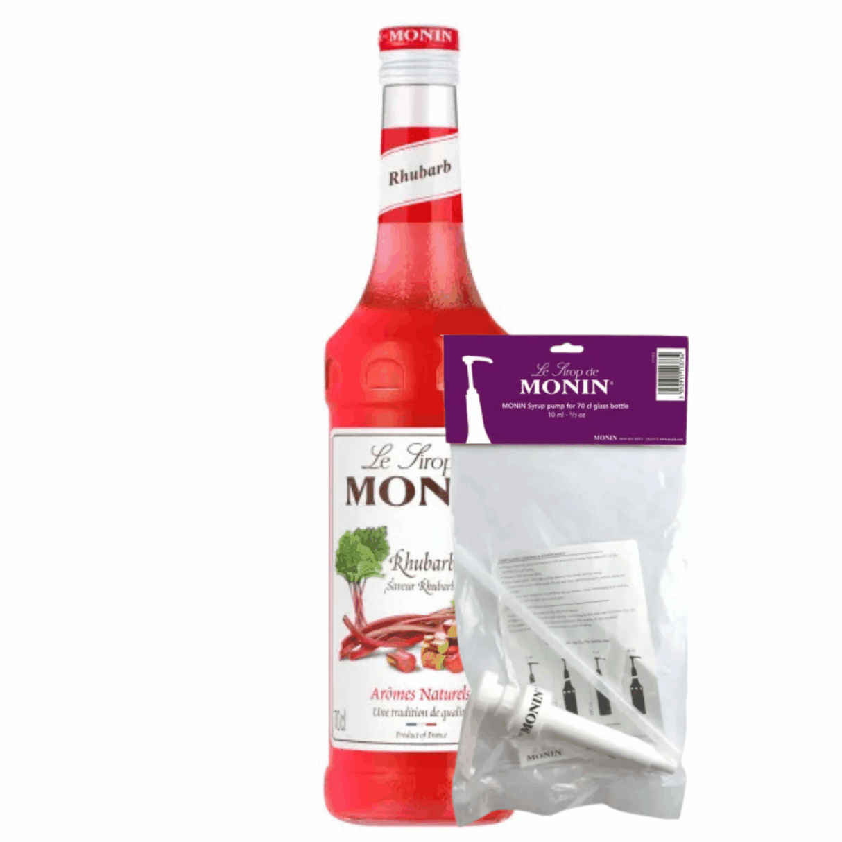 Monin sirup rabarber (70 cl) + sirup pumpe (10 ml)