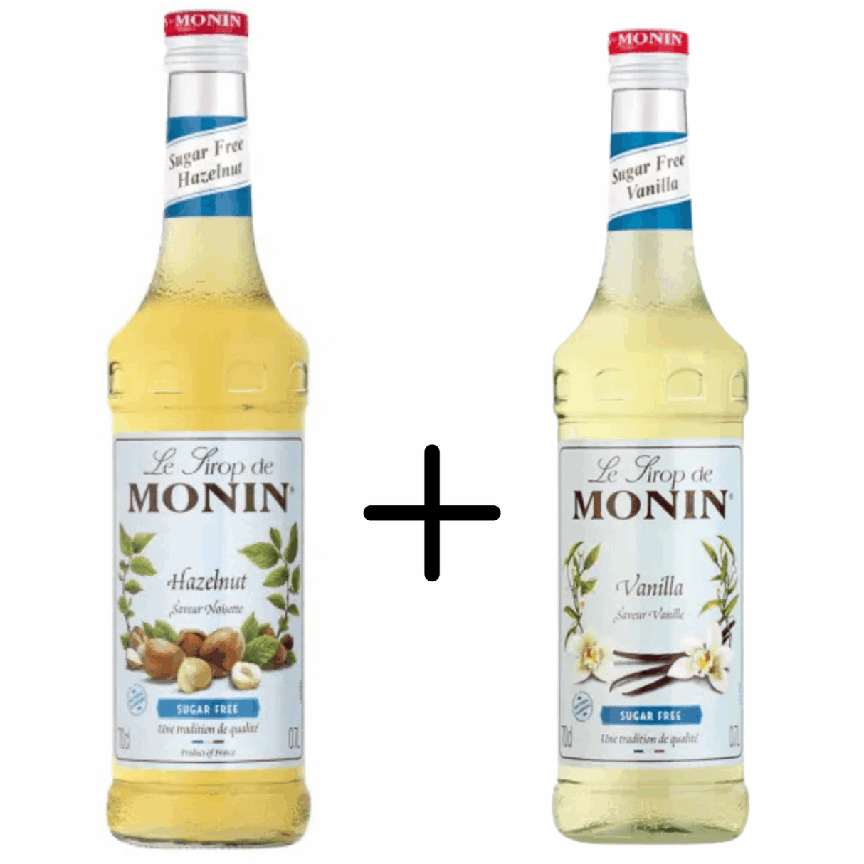 Monin sirup vaniljesukkerfri + hasselnøddesukkerfri (kombi)