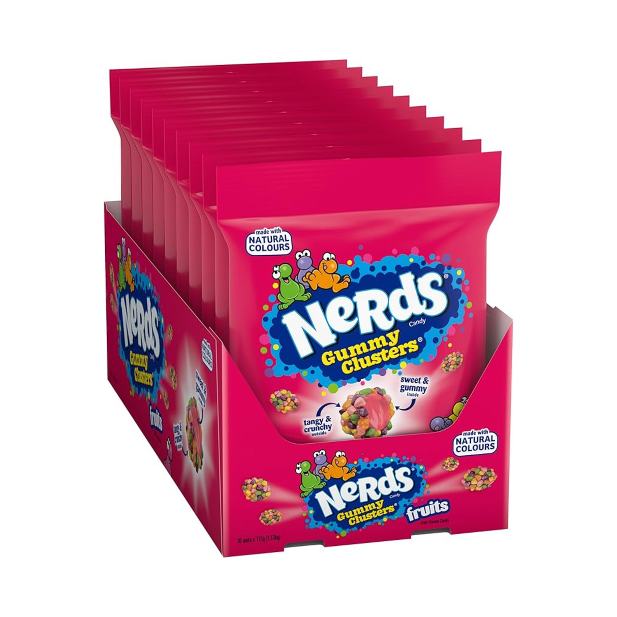 Nerds gummiklynger frugtpose (10x113 gram) (kugle)