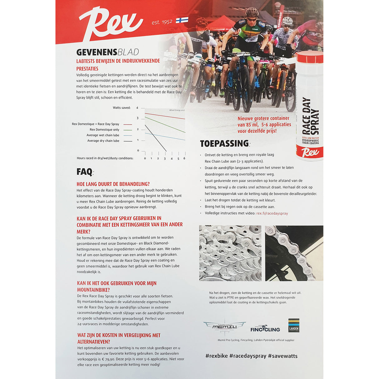 Rex race day spray hydrofob kædebelægning 40ml