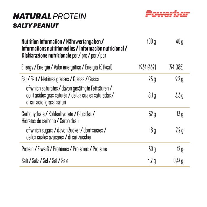 Powerbar naturligt protein (18 x 40gr) - salt peanut crunch