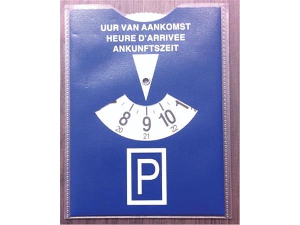 Parkeringsskive i gennemsigtig kasse (blå)