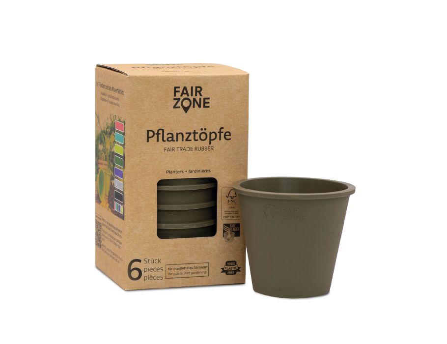 Fairzone plantepotter - gummi - oliven - 6 stk
