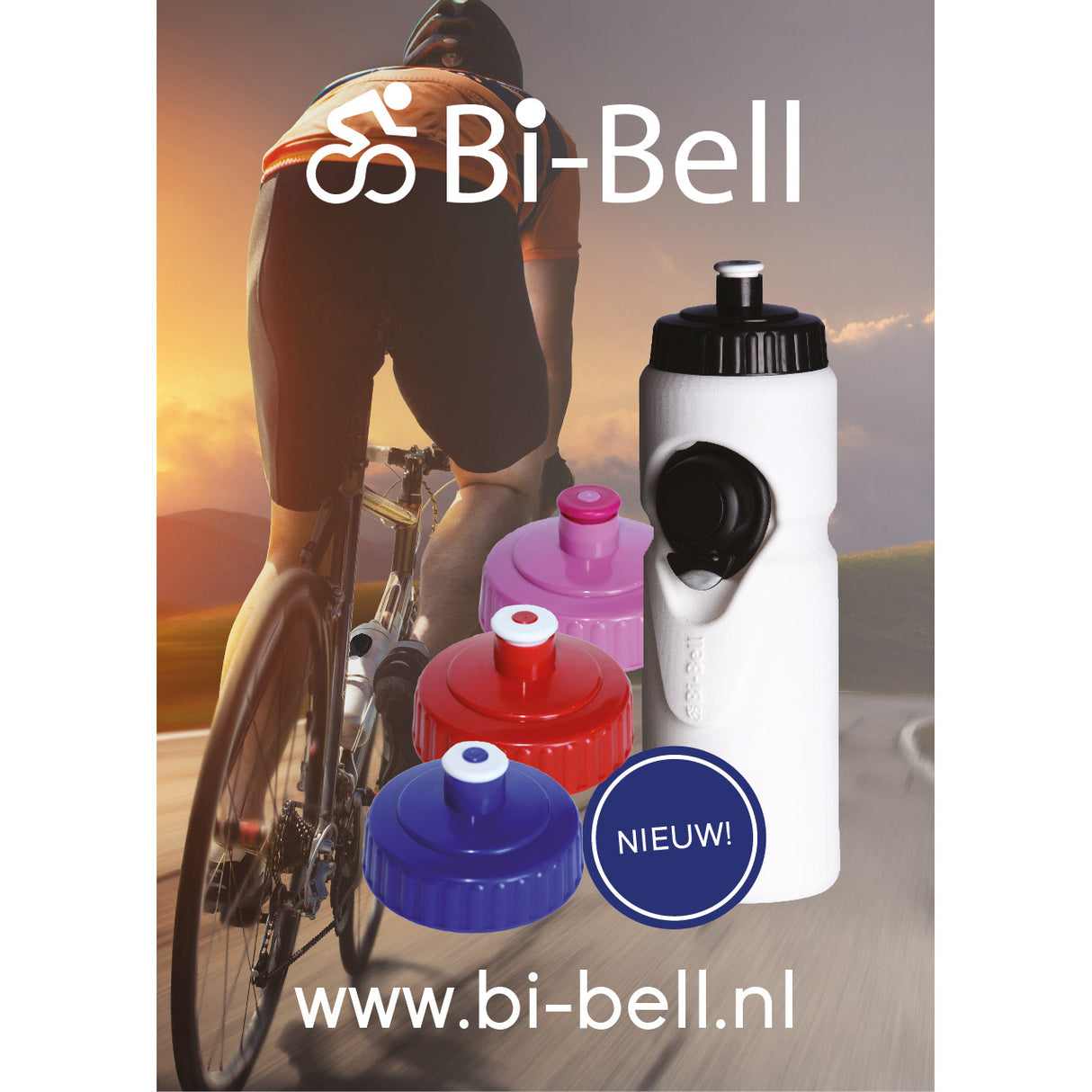 Bi-Bell Bidon med Bel White Blue 750ml