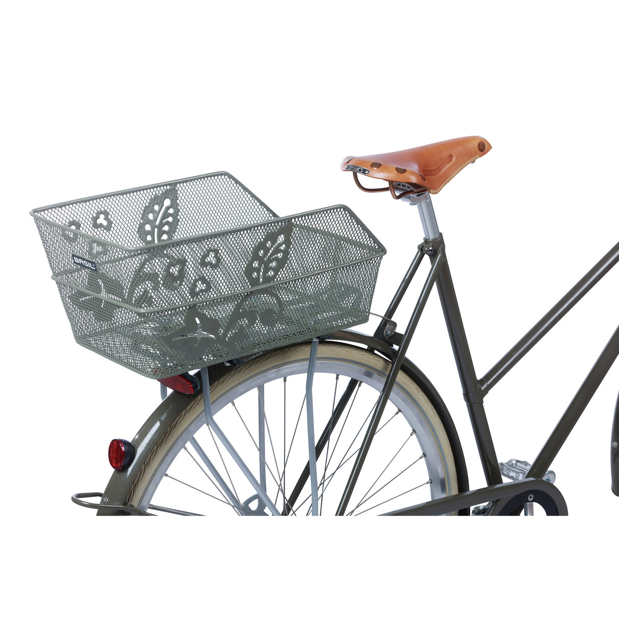 Basil Cento Flower - Bicycle Basket - På bagsiden - Olive Green