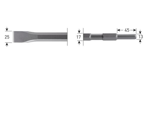Rotec fladmejsel 25x450mm 6k-17mm