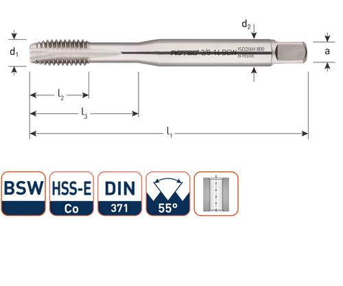 Rotec maskinhane din371 3 8 bsw gennemgående