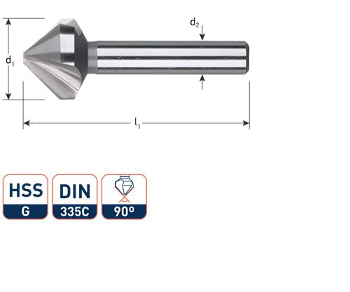 Rotec forsænket fræser 90°. 3-skærer 10,0 mm