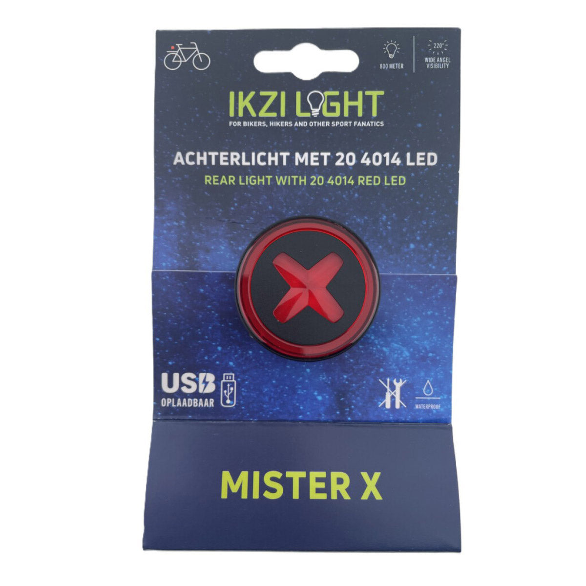 Buzaglo ikzilight baglygte mr x med 4014 LED, USB genopladelig