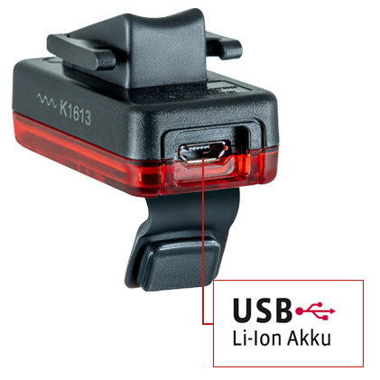 Vdo Eco Light Red RL Plus USB baglys Li-On Battery+Bremselys på