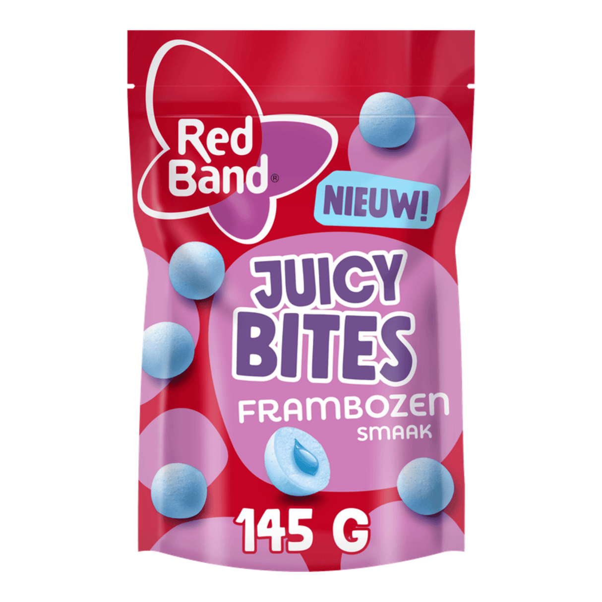 Røde bånd saftige bider hindbær smag (8x 145gr)