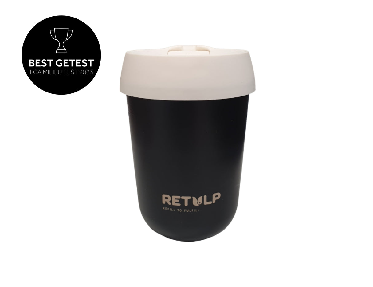 Retulp Coffee Cup - Black - Kridt hvid