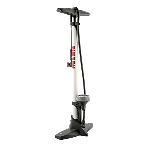 Cykelpumpe med manometer stål 61 cm hvid (020601)