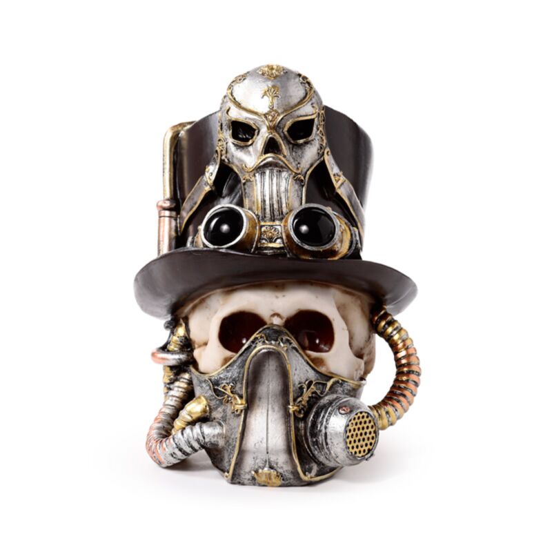 Steampunk kranium med gasmaske top hat
