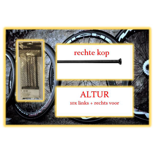 Miche spoke altur 278mm lv+rv sort (10 stk)