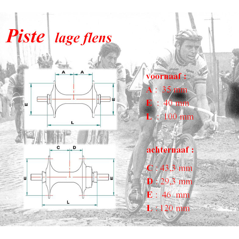 MICHE NAAFSET PISTA V + A 32G med lavt flange sølv