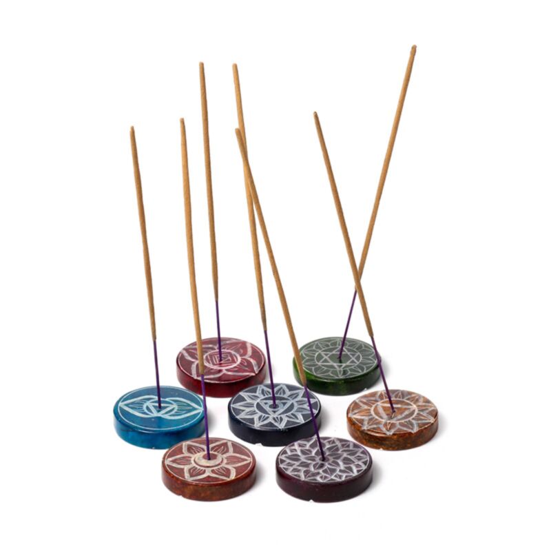 Fedtsten chakra runde røgelsespinde holder