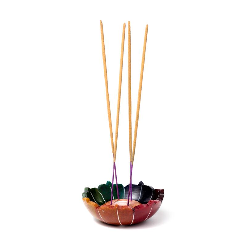 Fedtsten chakra lotus røgelse holder skål