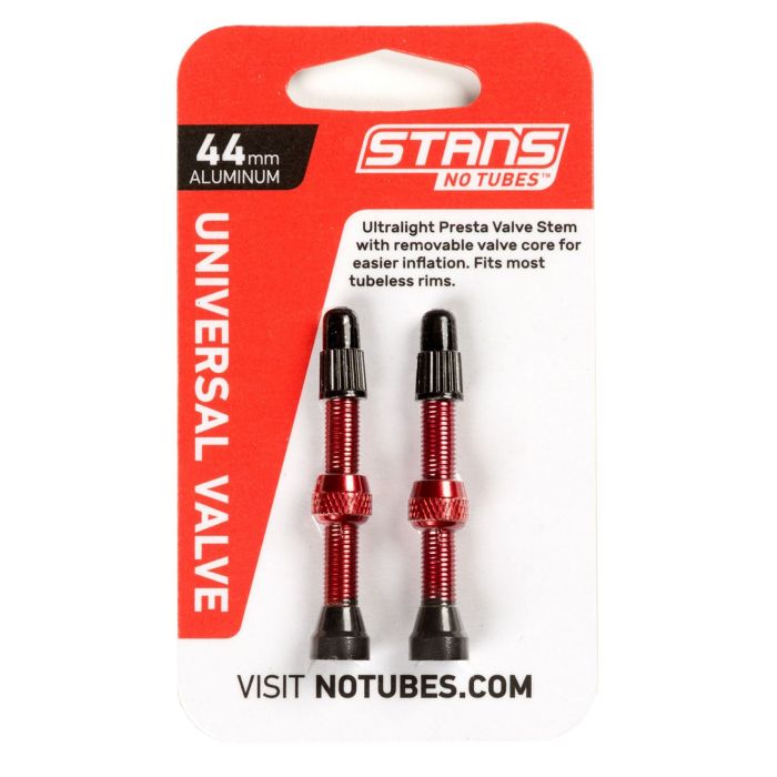 Stans stans ventilspindel aluminium (par) - universal, presta - rød - 44mm