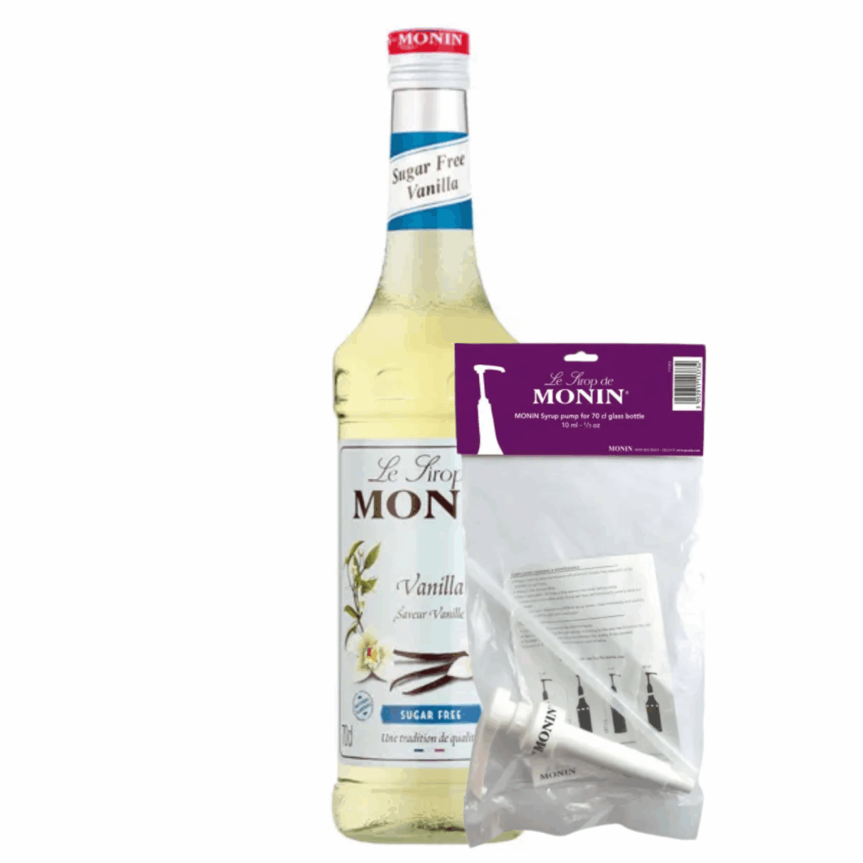 Monin sirup vaniljesukkerfri (70 cl) + siruppumpe (10ml)