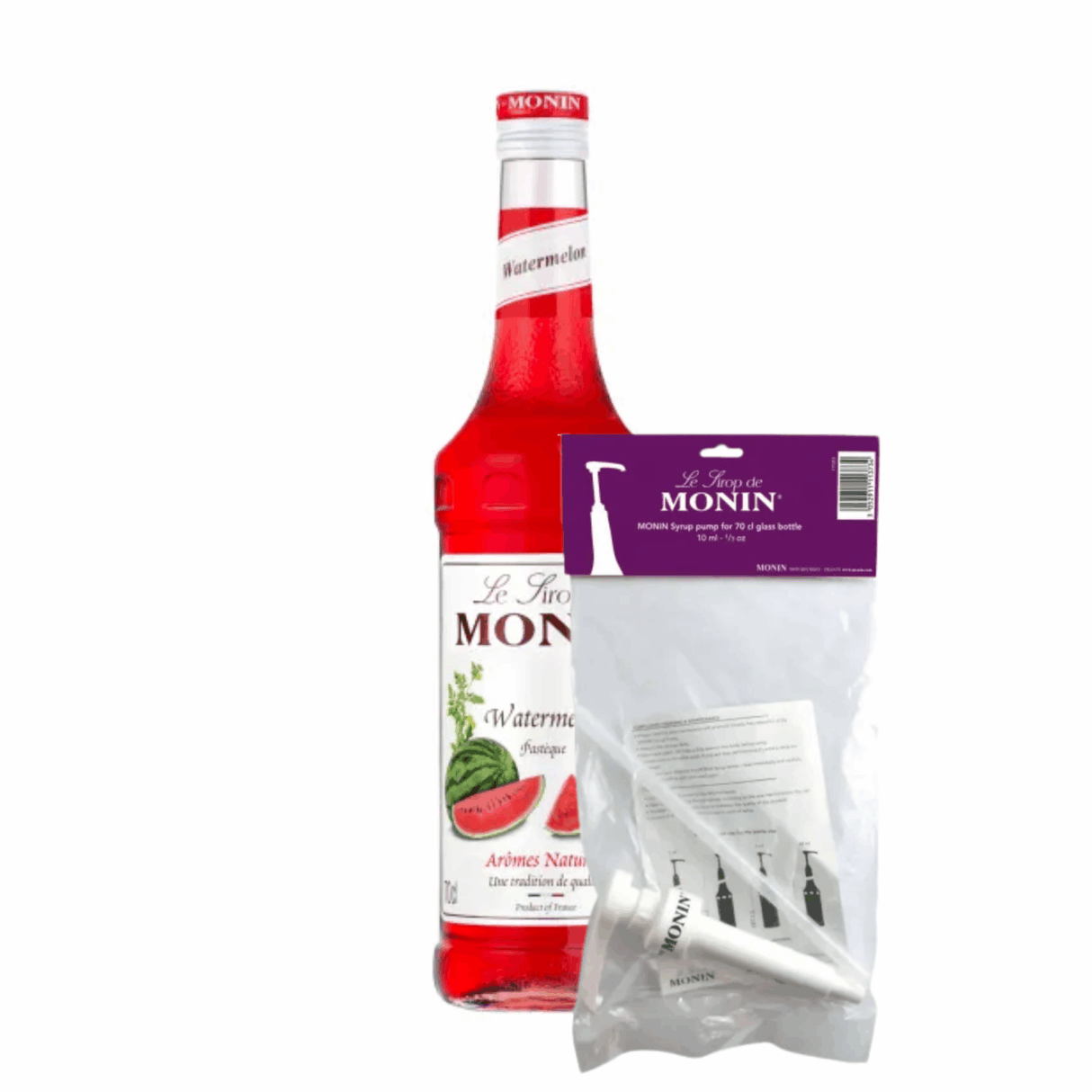 Monin sirup hindbær (70 cl) + sirup pumpe (10 ml)