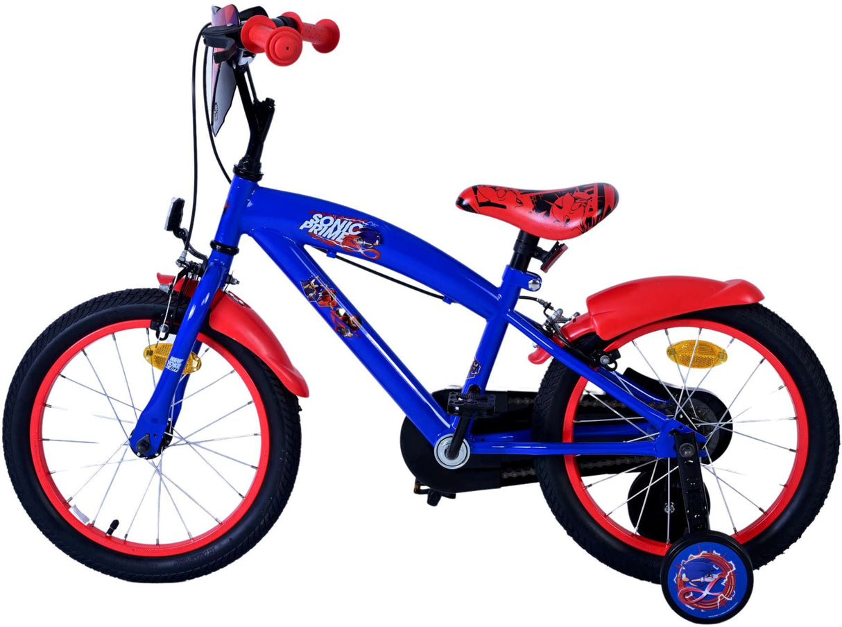 Sonic Prime Children's Bicycle - Drenge - 16 tommer - Blå rød - To håndbremser
