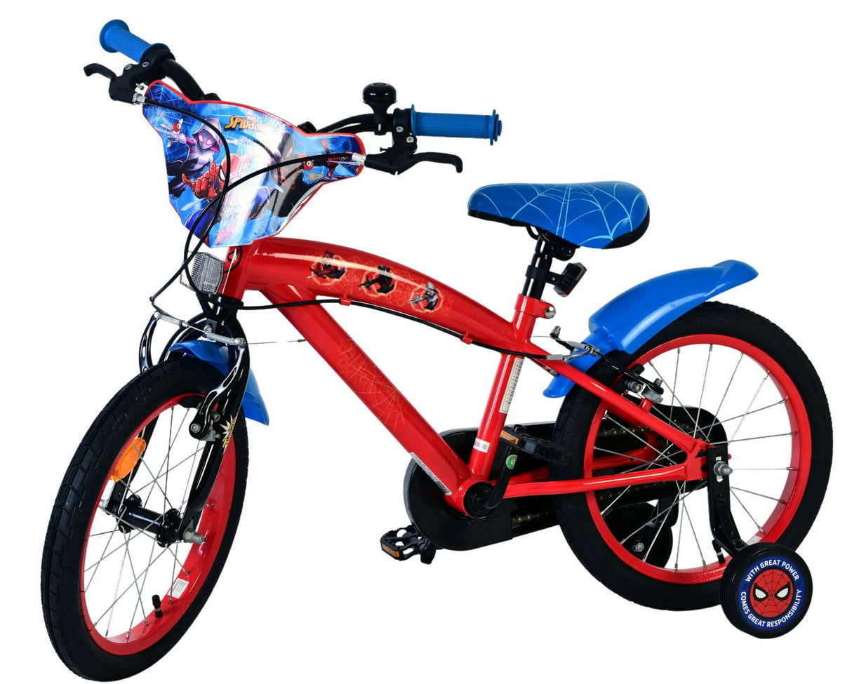 Spiderman spider-man børnecykel - drenge - 16 tommer - blå rød - to håndbremser