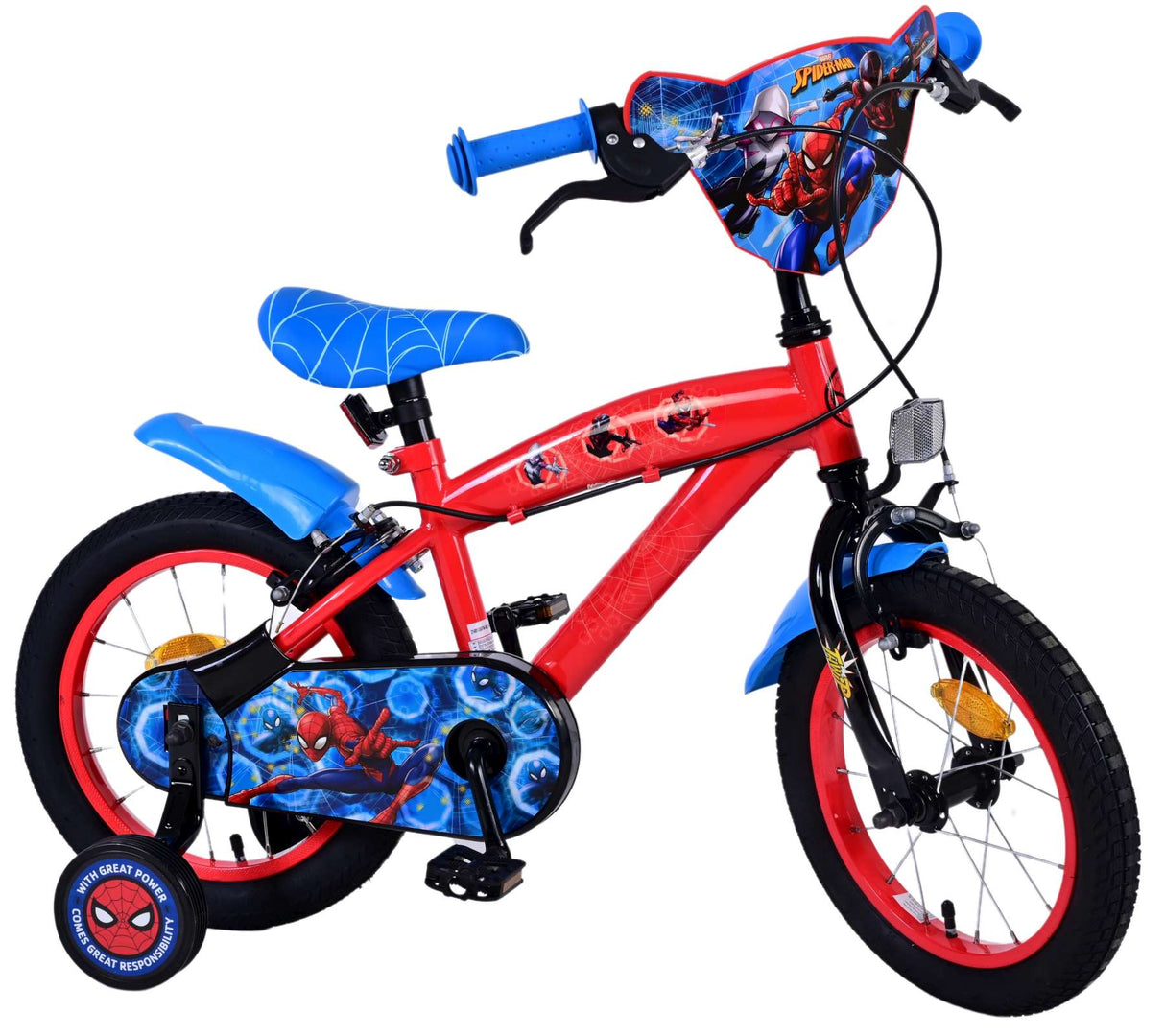Spiderman Ultimate Spider -Man børnecykel - drenge - 14 tommer - blå rød - to håndbremser