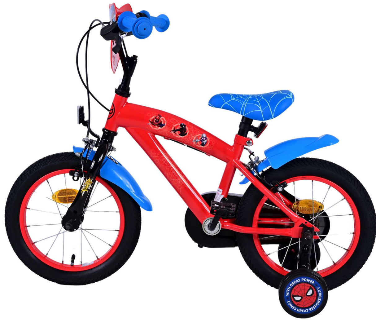 Spiderman Ultimate Spider -Man børnecykel - drenge - 14 tommer - blå rød - to håndbremser