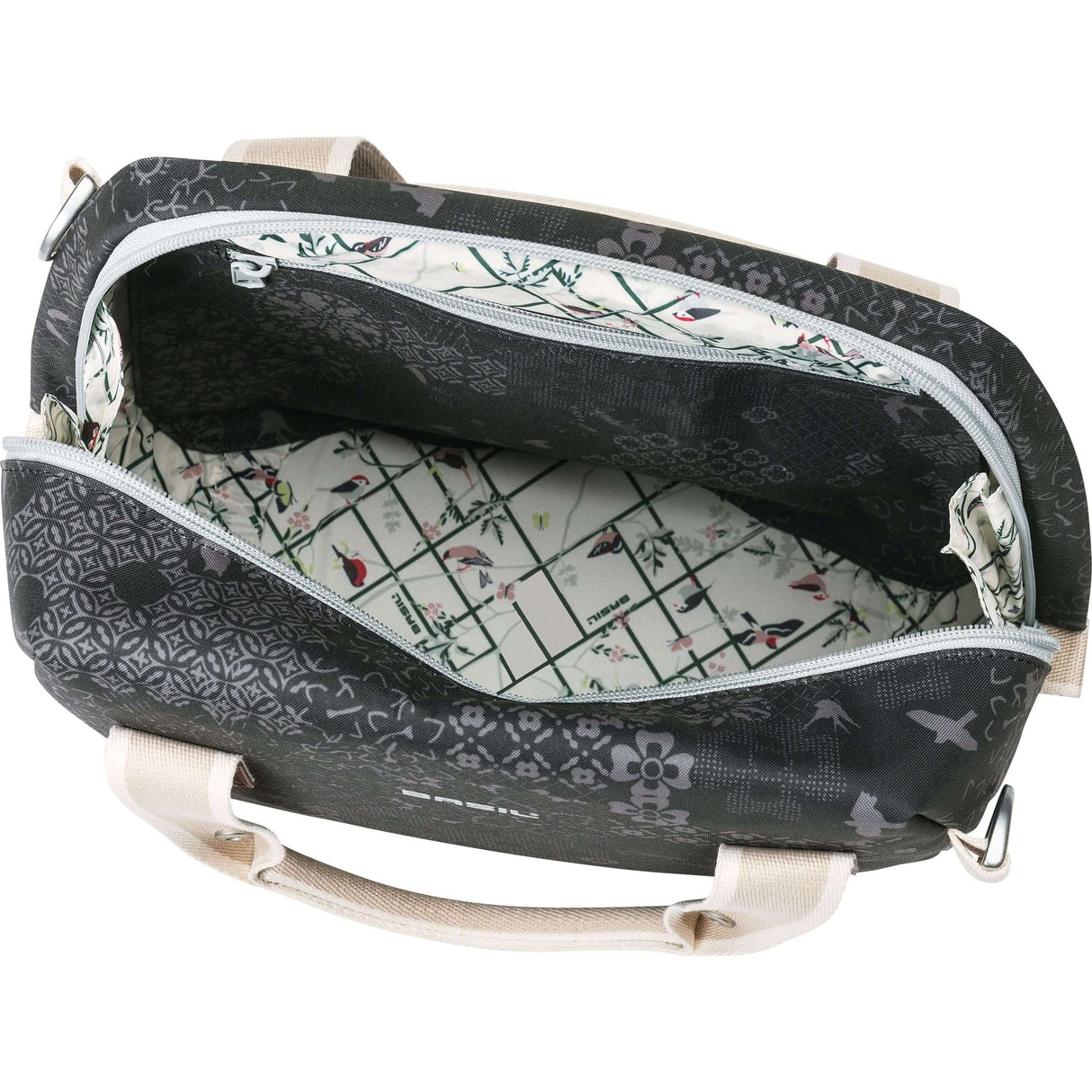 Basil Bohème City Bag - Elegant grøn hånd, skulder og styretaske til kvinder, der er egnet til elektriske cykler og bycykler - sort