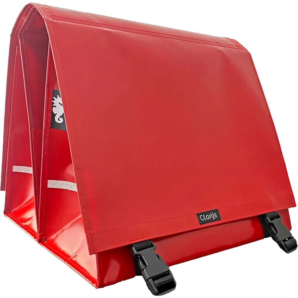 Clarijs cykelpose Dobbelt XL PVC 46L med udsparing rød