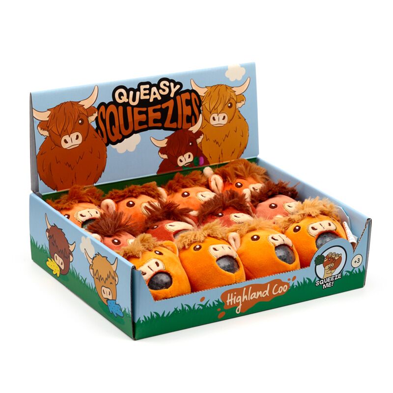Queasy squeezies highland coo cow squeeze legetøj