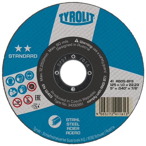 Tyrolit dss 125x1,6mm a46q-bfs standard st rustfrit stål | 25 stk