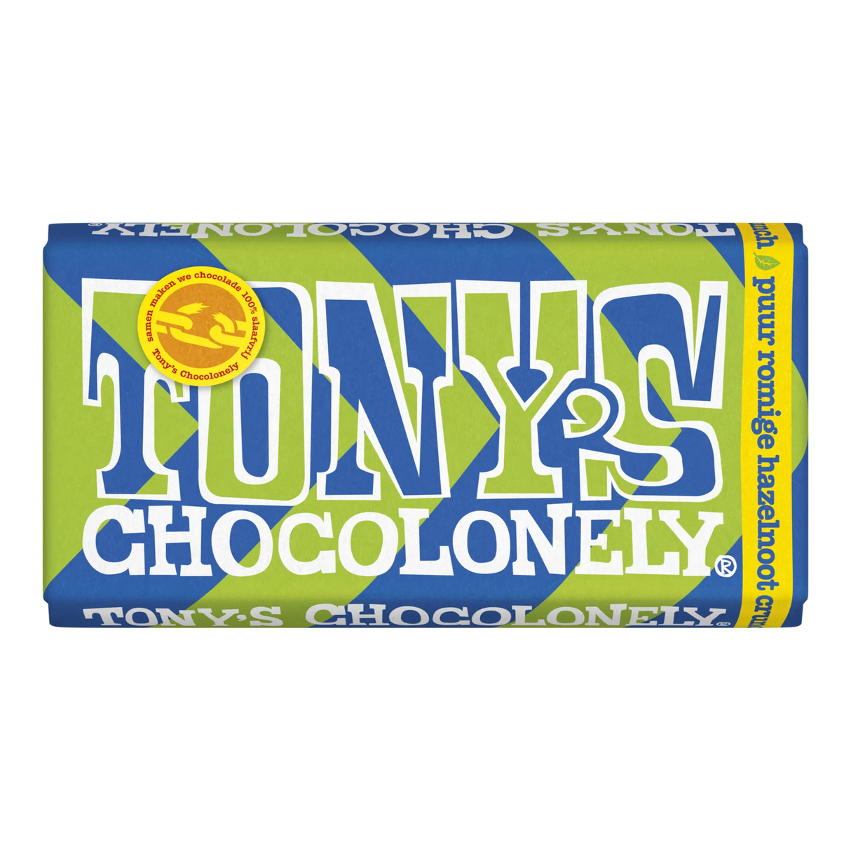 Tony's chocolonely reep puur romige hazelnoot crunch (15x180gr)