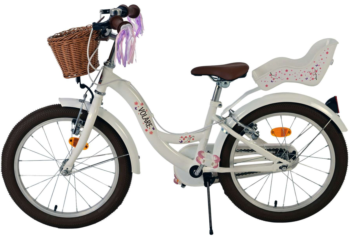 Volare blossom børnecykel - piger - 18 tommer - hvid - to håndbremser