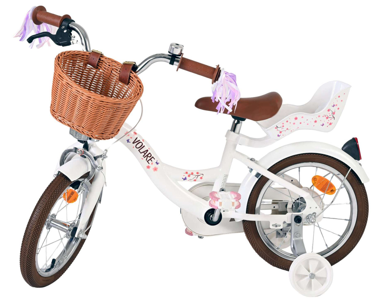 Volare blossom børnecykel - piger - 14 tommer - hvid