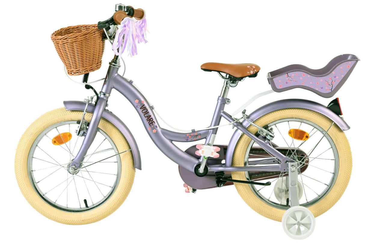 Volare blossom børnecykel - piger - 16 tommer - lilla - to håndbremser