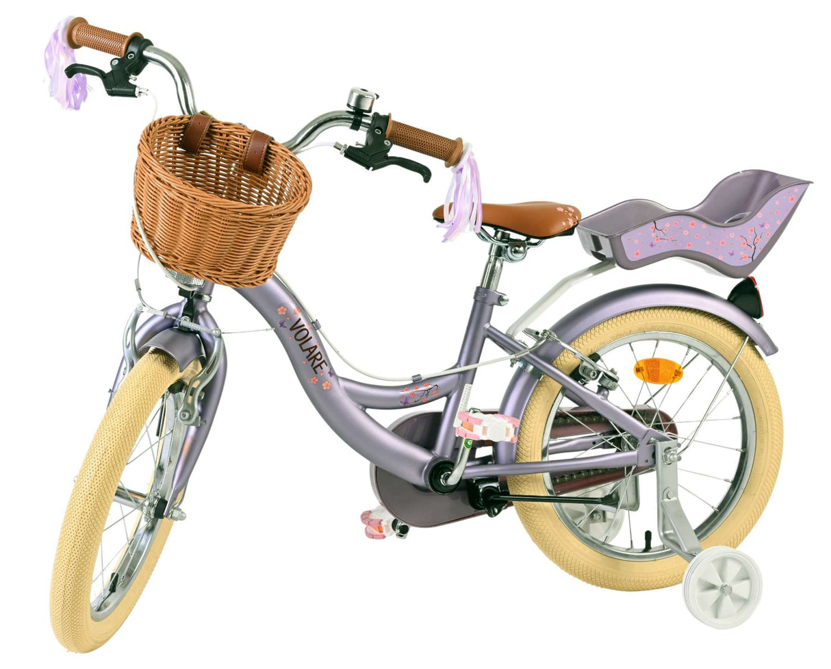 Volare blossom børnecykel - piger - 16 tommer - lilla - to håndbremser