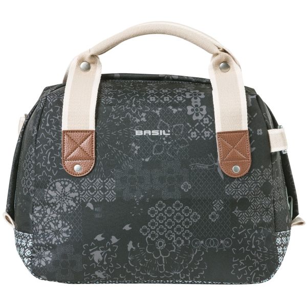 Basil Bohème City Bag - Elegant grøn hånd, skulder og styretaske til kvinder, der er egnet til elektriske cykler og bycykler - sort