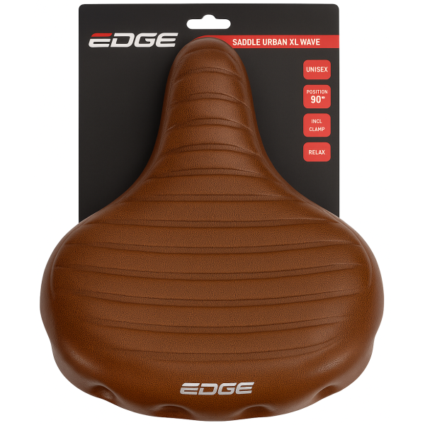 Edge cykelsadel urban xl wave - brun