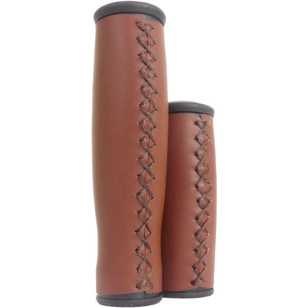 The Edge City Handles - Art Leather Bicycle Handles, 135 92mm, mørkebrun