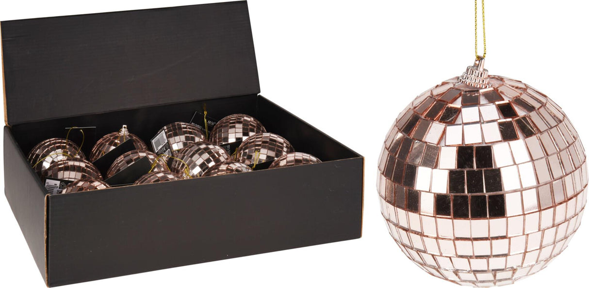 Home styling kerstbal discobal 8cm rose goud