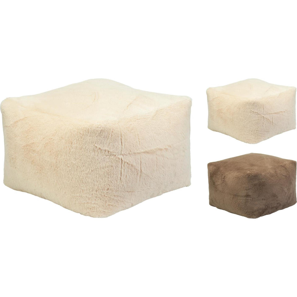 Home styling poef faux fur 40x40 2 assorti