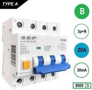 Enzo aardlekautomaat 20a b kar 30ma 4p sep - 4518125