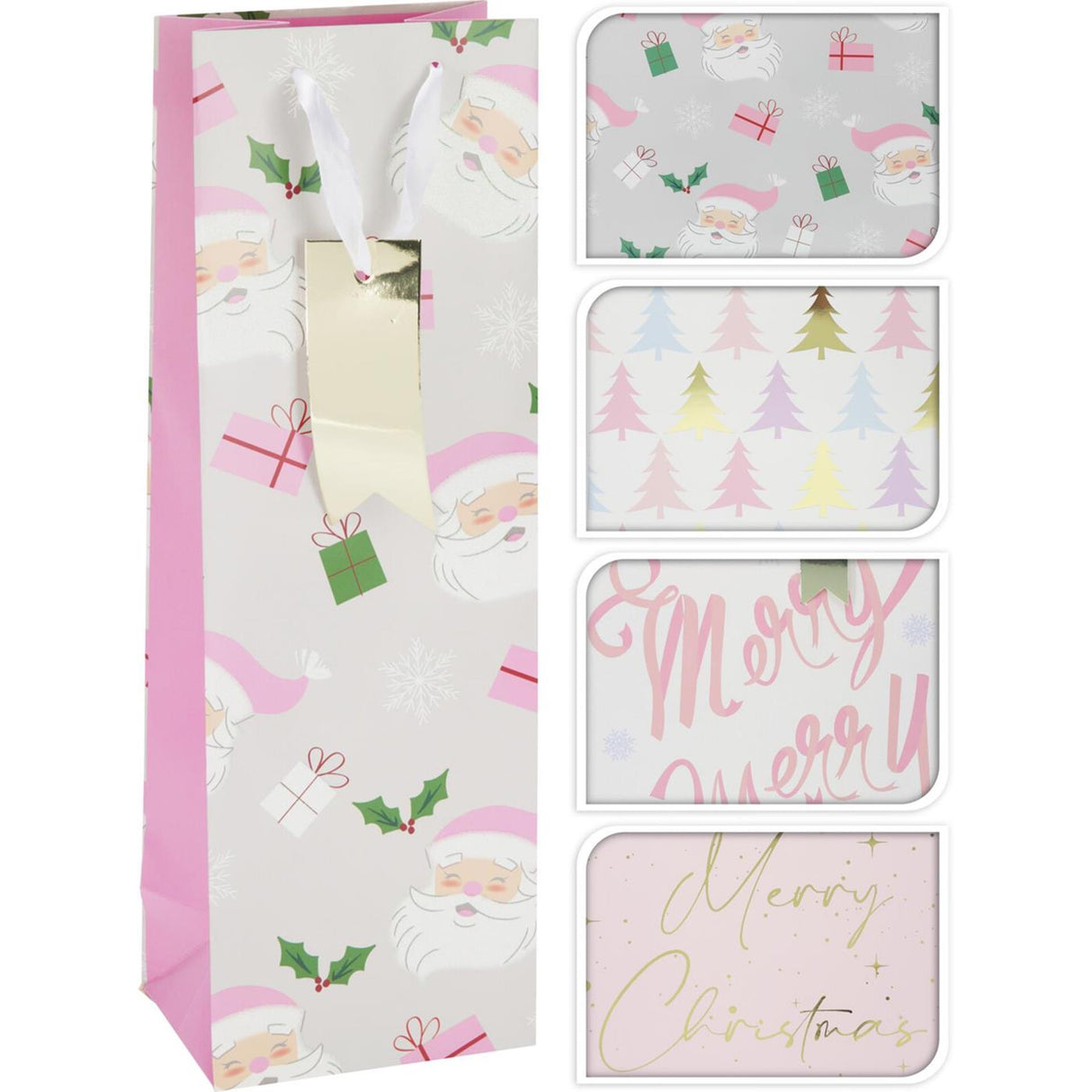 Home styling geschenktas voor fles kerst 4 assorti