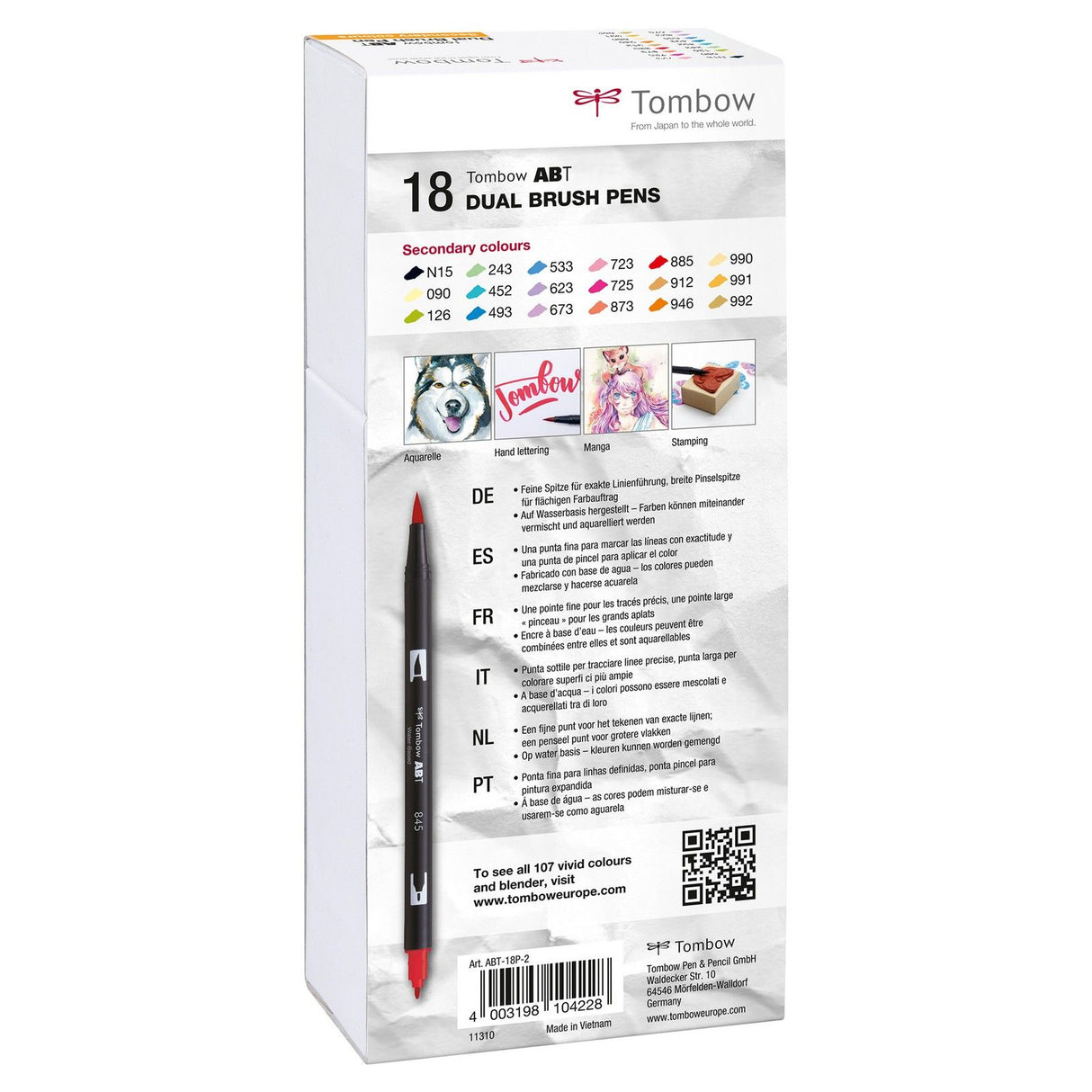 Tombow • penselpen abt dobbelt penselpen 18x sekundære farver
