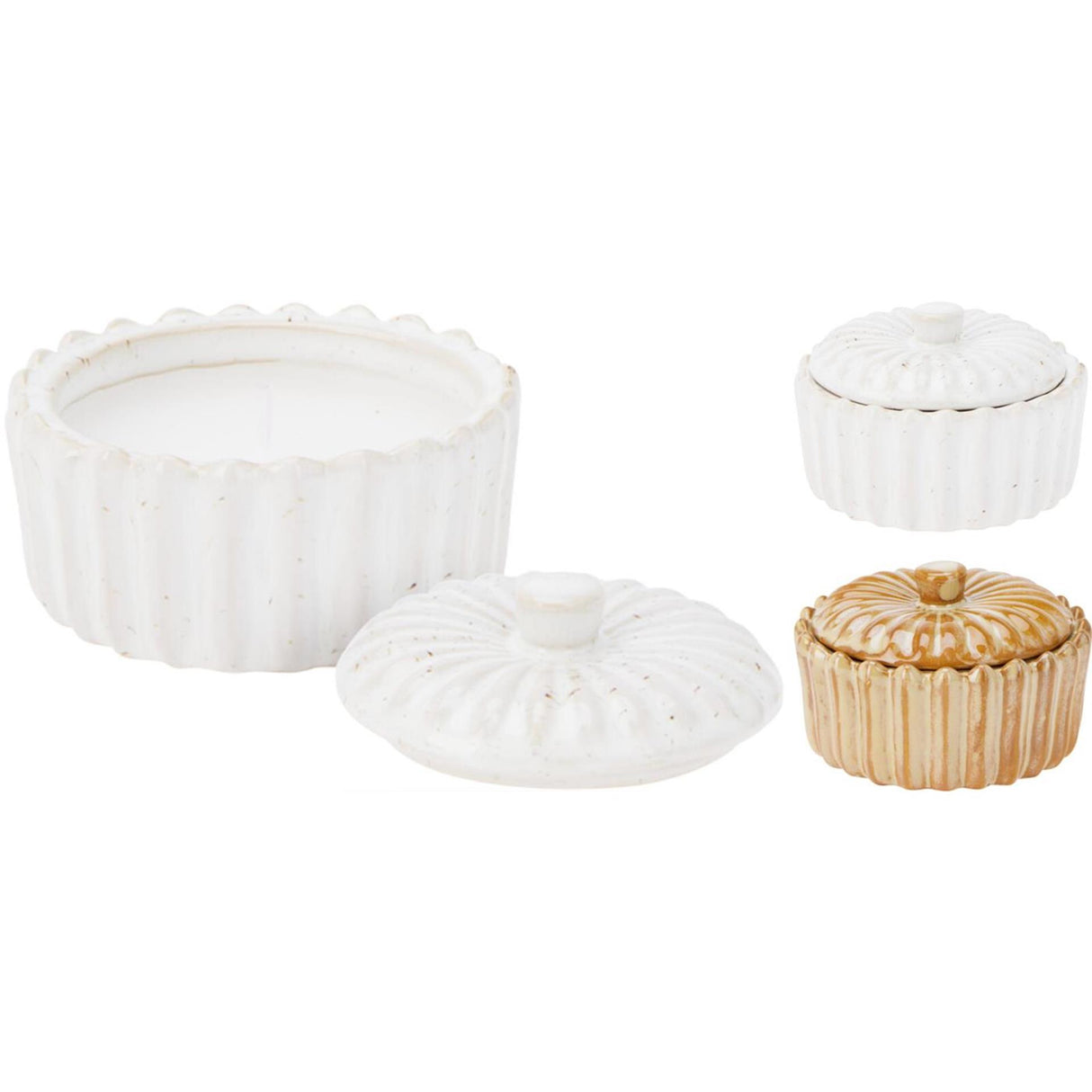 Home styling kaars in pompoen potje 5cm 2 assorti