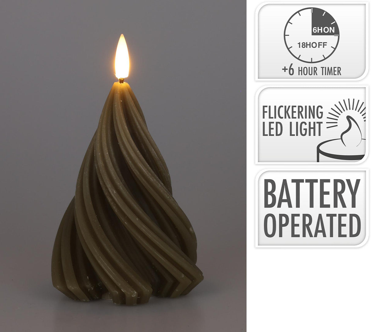 Home styling kaars led boom gedraaid h13cm taupe