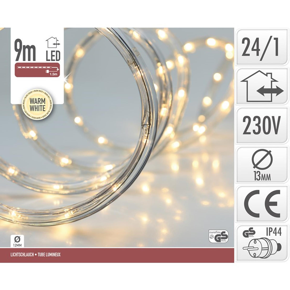 Home styling reb lys LED dia1,3x9 meter varm hvid til udendørs brug