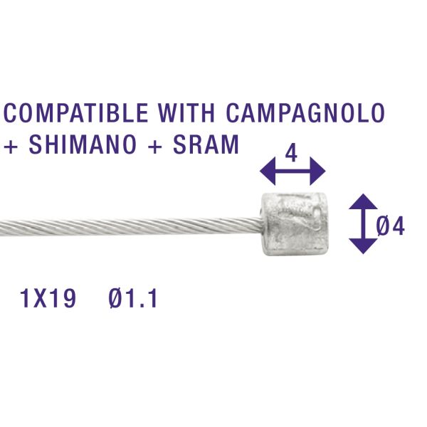 Derailleur-Inside-kabel 1,1 mm sølv 2250 mm